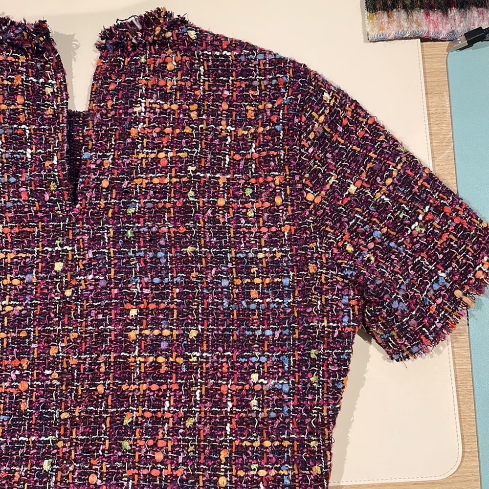 Zara women’s peplum tweed T-shirt size medium used no returns great condition - Picture 3 of 7